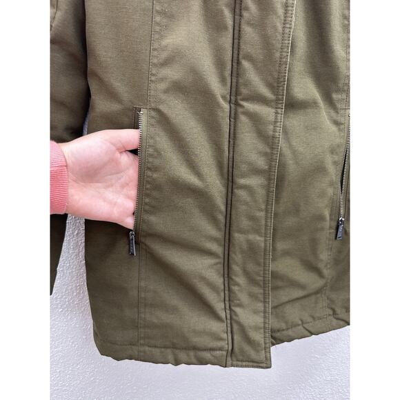 Womens DKNY Jacket Size XS Green Hooded Hidden Zip Up - Picture 5 of 16